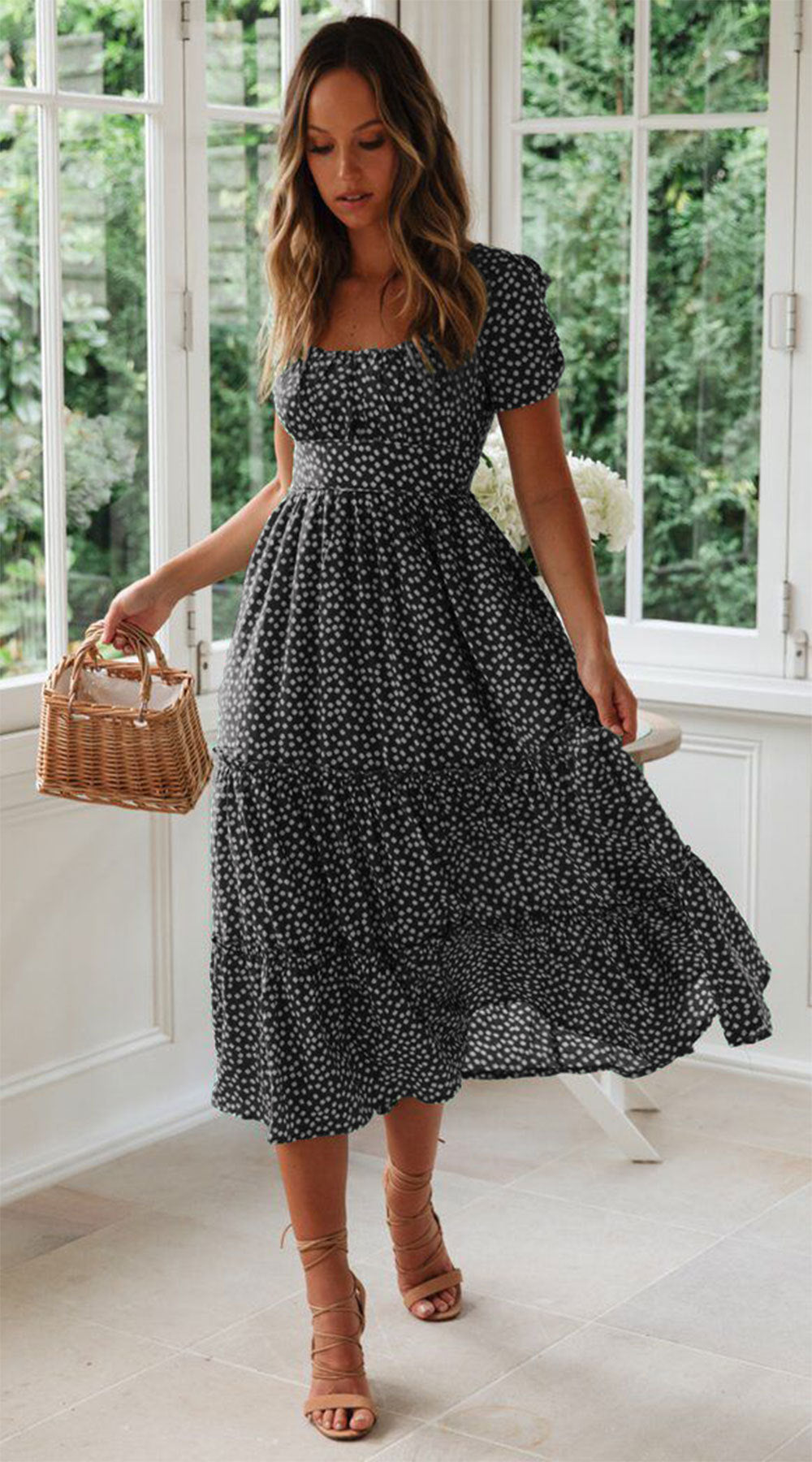 Puff Sleeve Floral Dress - GlamzLife