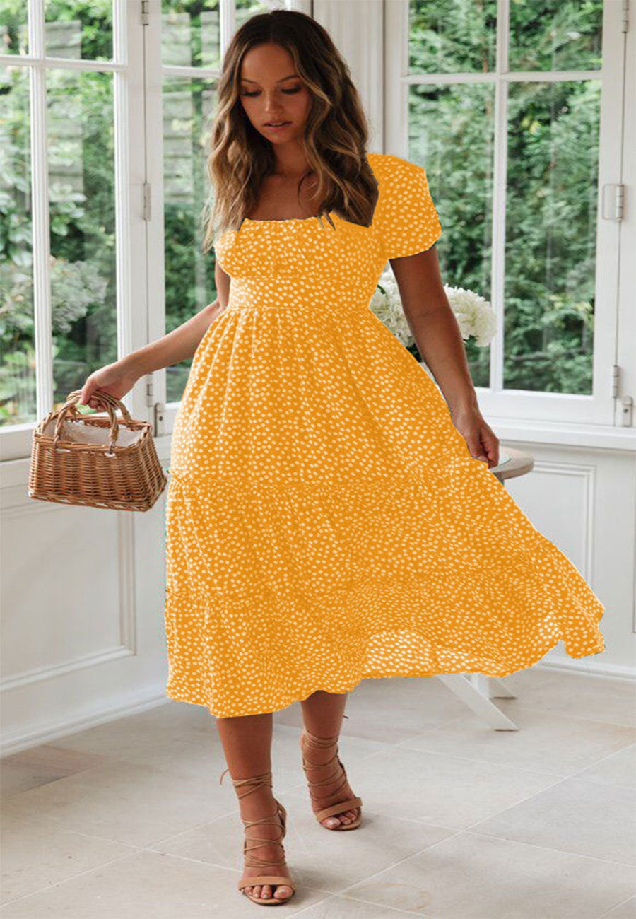 Puff Sleeve Floral Dress - GlamzLife