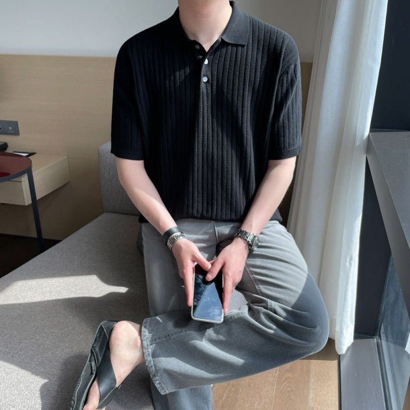 High-grade Lapel Knitted T-shirt - GlamzLife