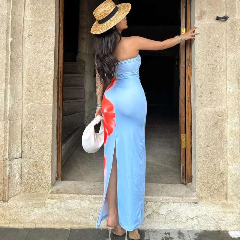 Slim Slit Tube Long Dress For Summer Party at Beach - GlamzLife