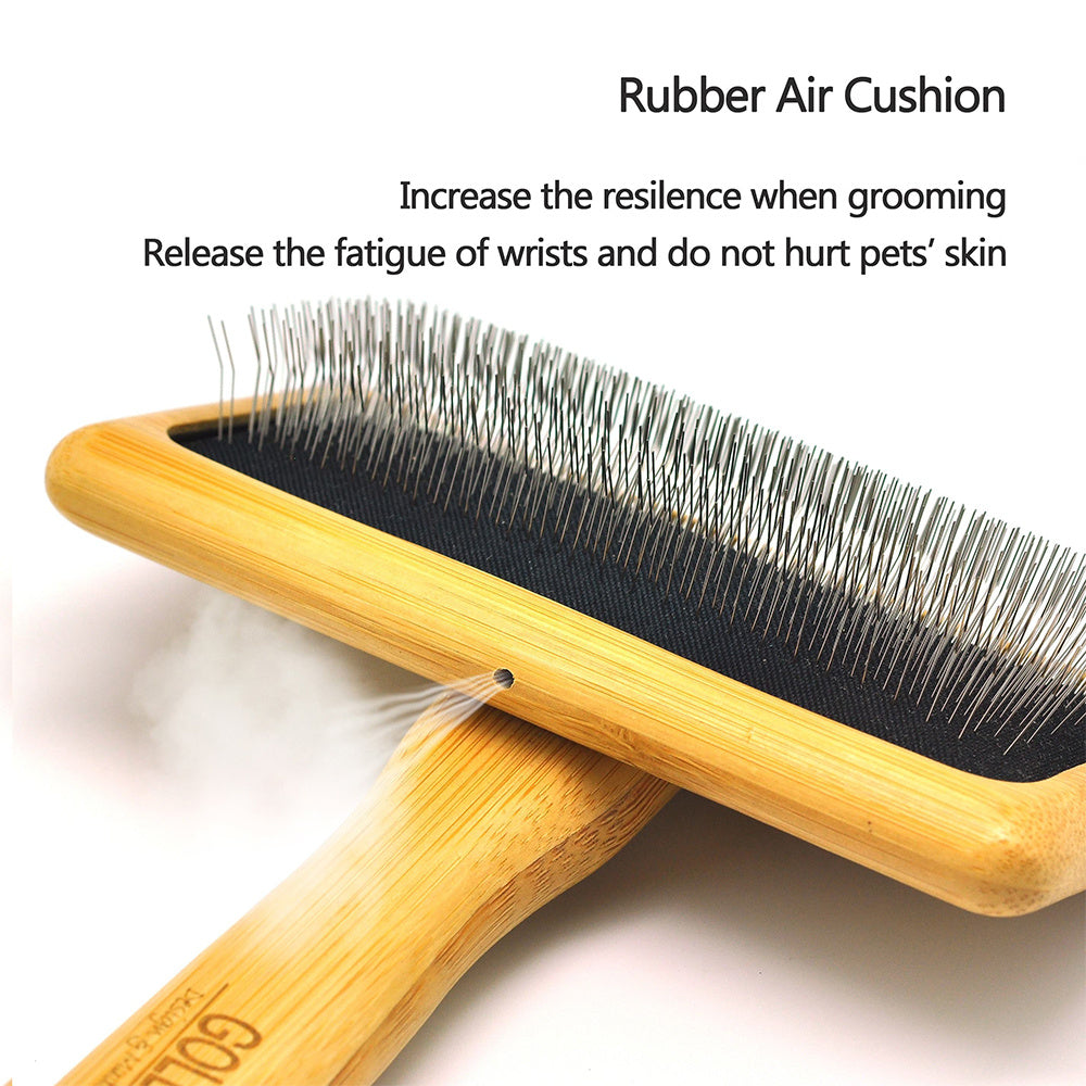 Goldpets Bamboo And Wood Air Cushion Needle Comb - GlamzLife