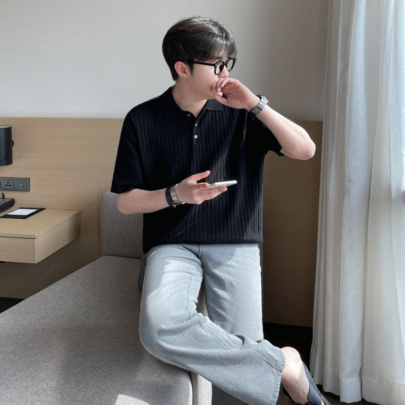 High-grade Lapel Knitted T-shirt - GlamzLife