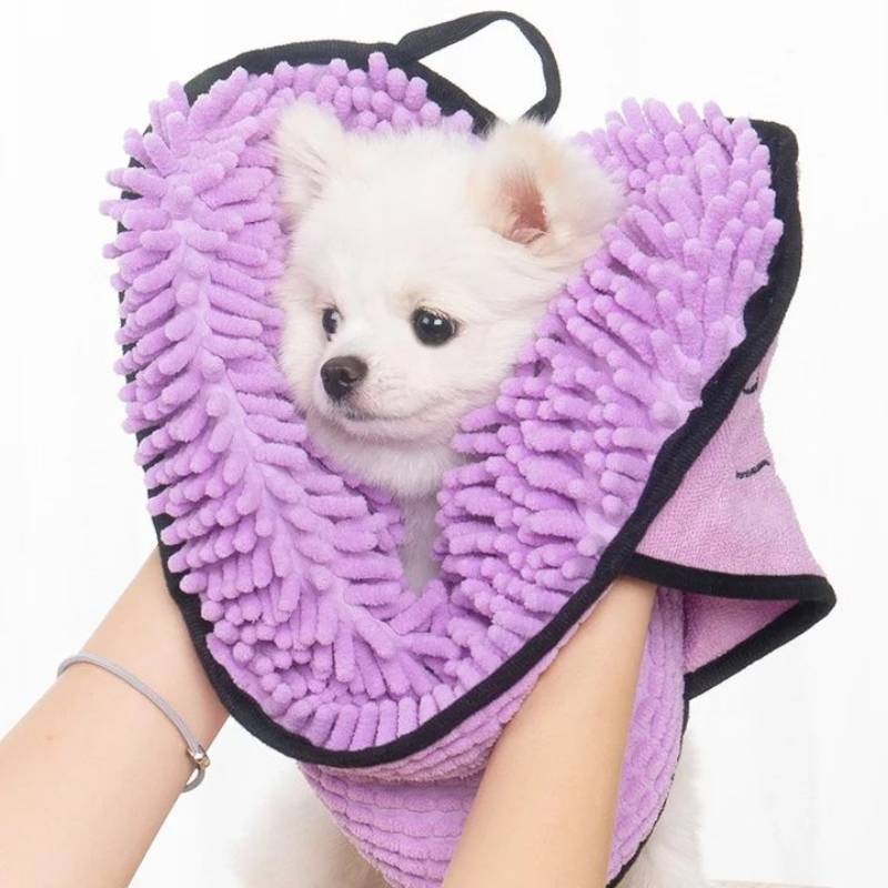 Dog Bath Robe Towel Quick Dry Pet Soft Towel Fiber Absorbent Cat Bath Towel Convenient Pet Cleaning Washcloth Thicken Durable
