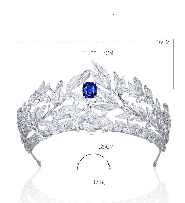 Sapphire Crown Copper Micro Inlay AAA Zircon Crown Wedding Headdress | GlamzLife