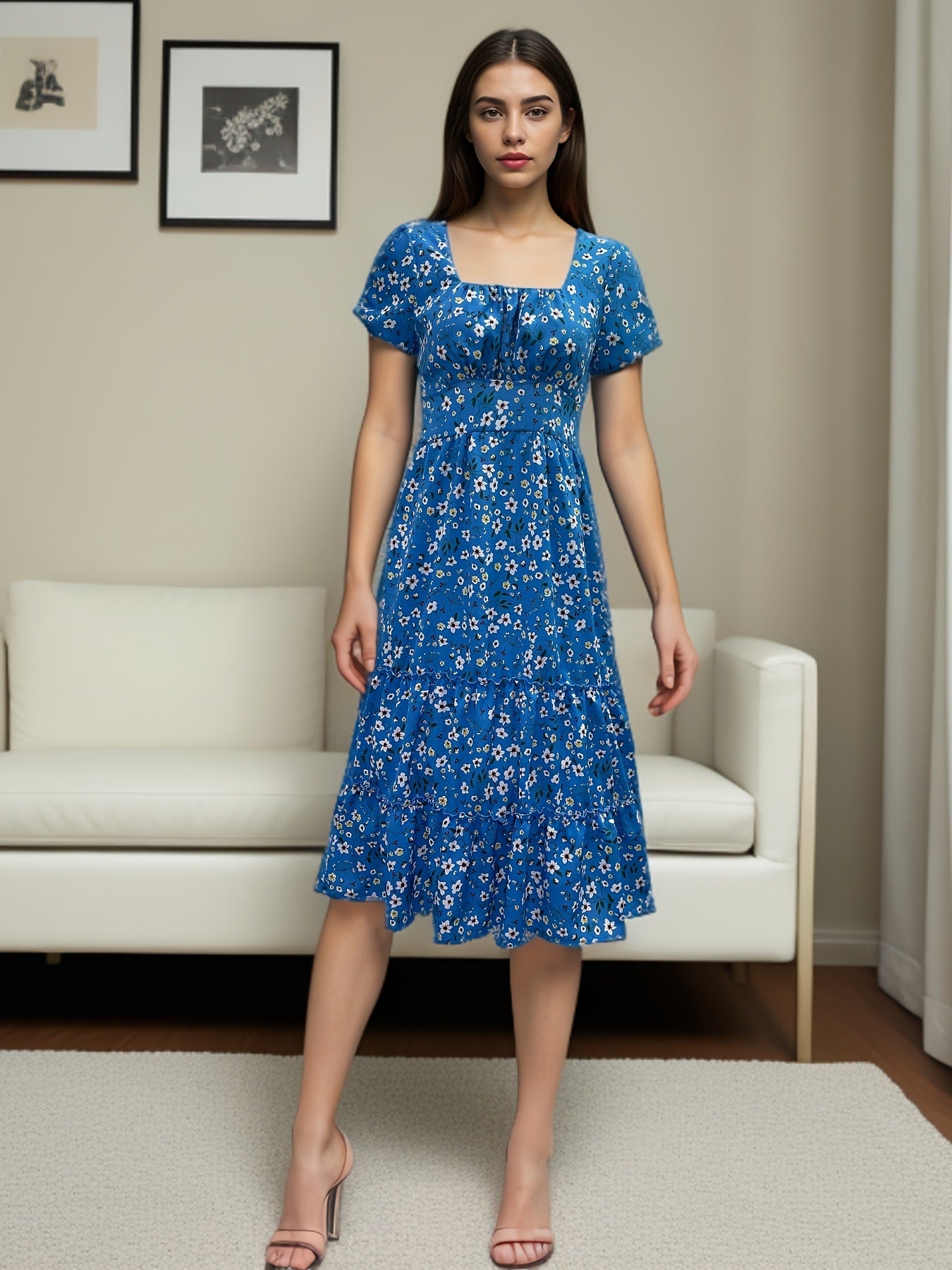 Puff Sleeve Floral Dress - GlamzLife