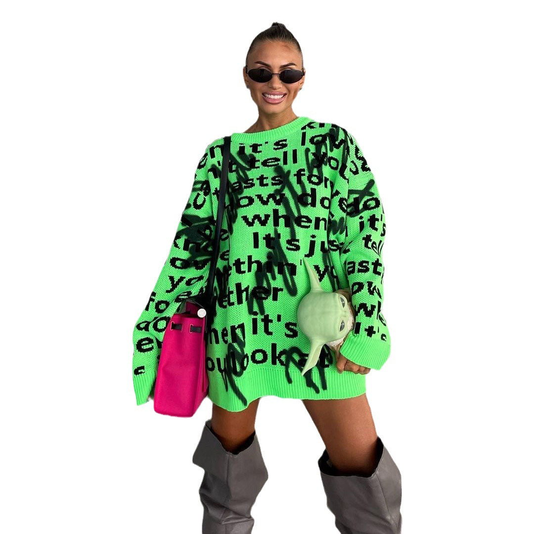 Women's Fashion Casual Loose Contrast Color Letter Embroidered Top | GlamzLife
