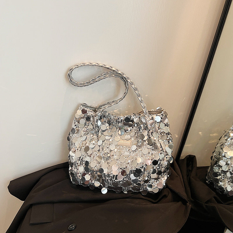 Large Sequin Personalized Woven Shoulder Bag - GlamzLife