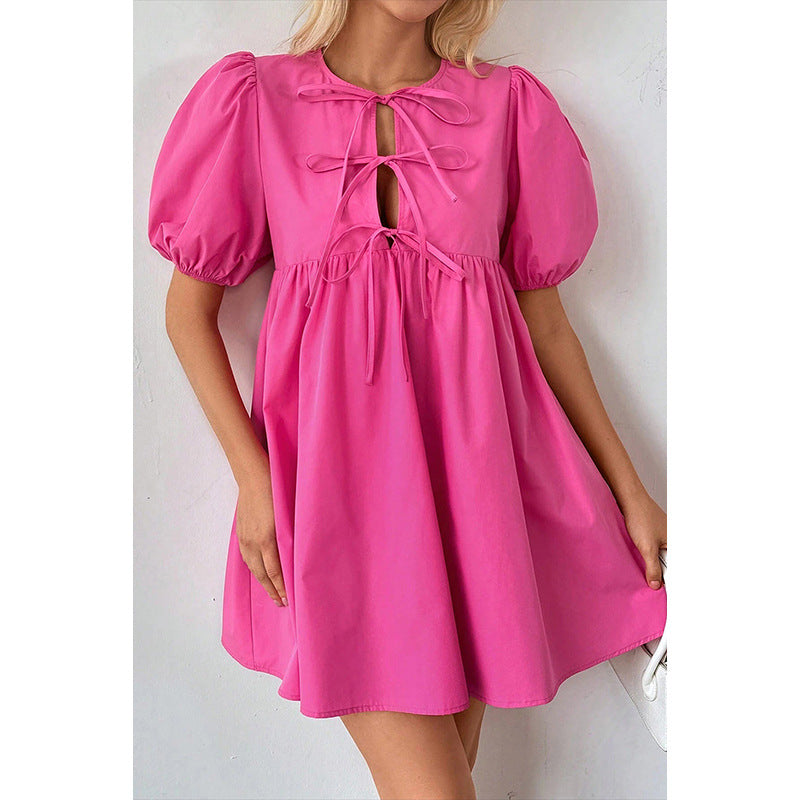 Bow Front Lace-up Jumpsuit A- Line Skirt