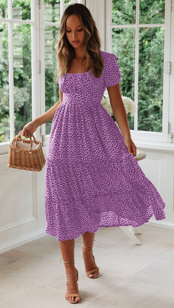 Puff Sleeve Floral Dress - GlamzLife