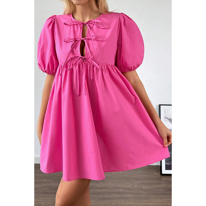 Bow Front Lace-up Jumpsuit A- Line Skirt