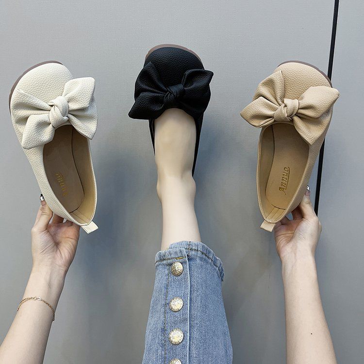 Plus Size Women's Shoes Bow Pumps Flat Gommino Soft Bottom Loafers