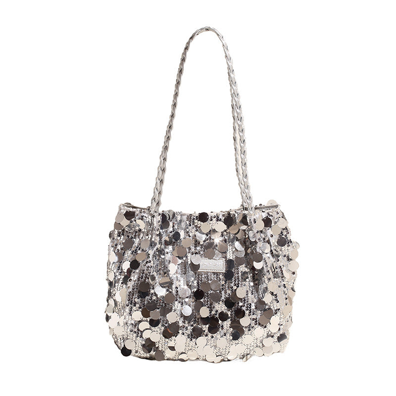 Large Sequin Personalized Woven Shoulder Bag - GlamzLife