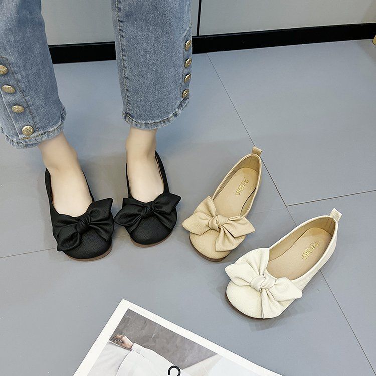 Plus Size Women's Shoes Bow Pumps Flat Gommino Soft Bottom Loafers