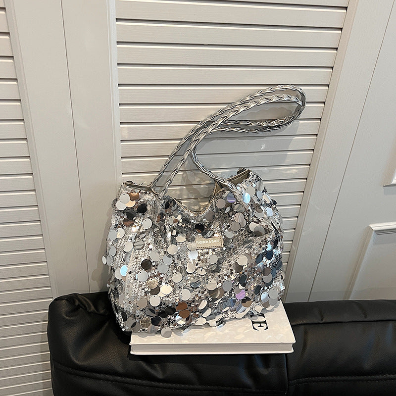 Large Sequin Personalized Woven Shoulder Bag - GlamzLife