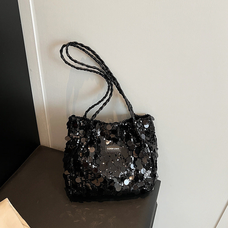 Large Sequin Personalized Woven Shoulder Bag - GlamzLife
