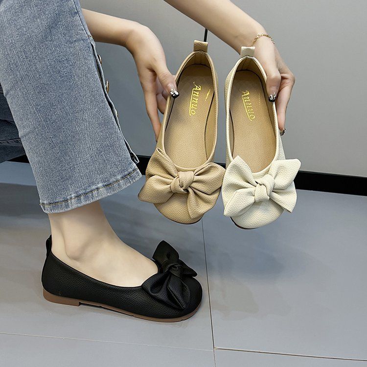 Plus Size Women's Shoes Bow Pumps Flat Gommino Soft Bottom Loafers