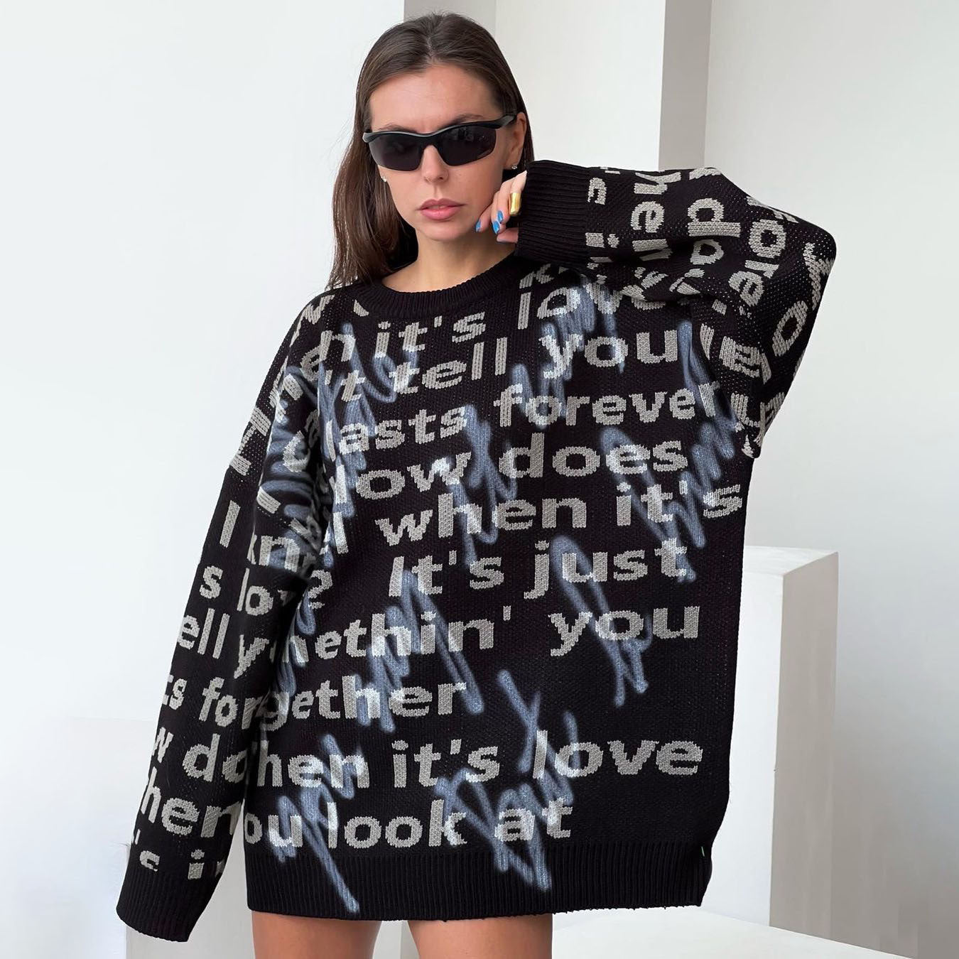 Women's Fashion Casual Loose Contrast Color Letter Embroidered Top | GlamzLife