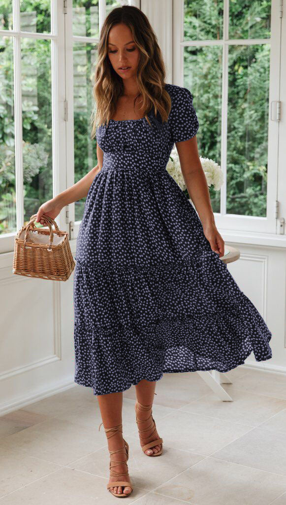 Puff Sleeve Floral Dress - GlamzLife