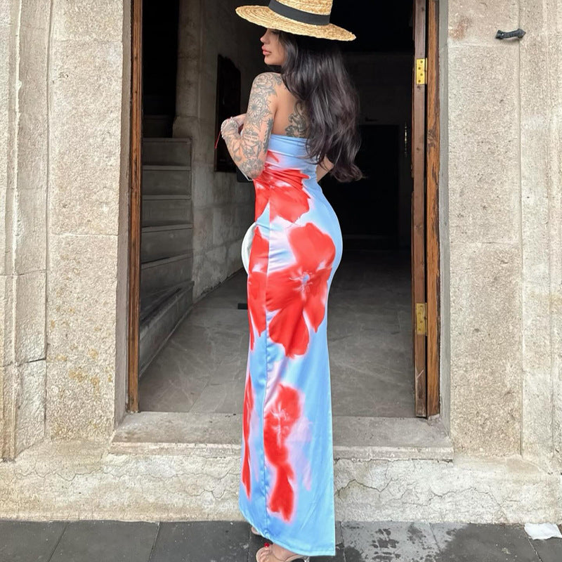 Slim Slit Tube Long Dress For Summer Party at Beach - GlamzLife