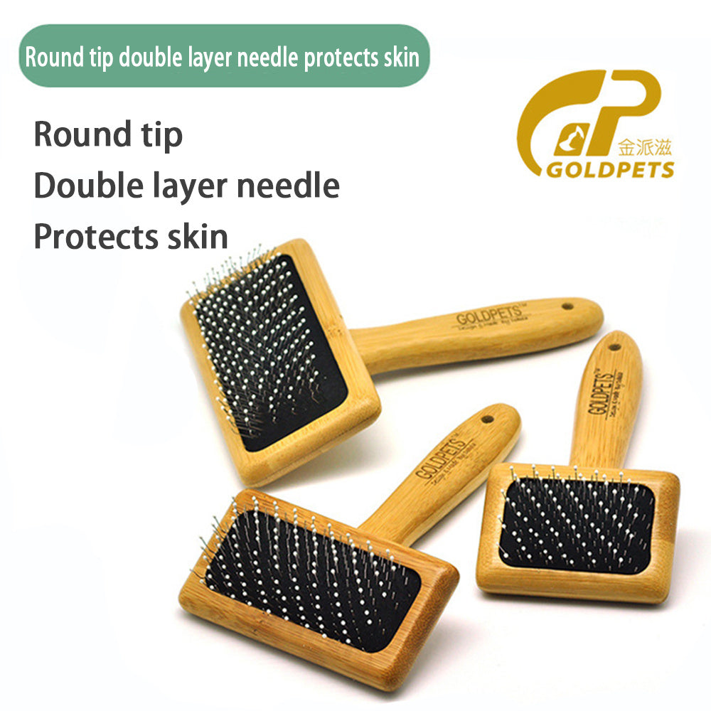Goldpets Bamboo And Wood Air Cushion Needle Comb - GlamzLife