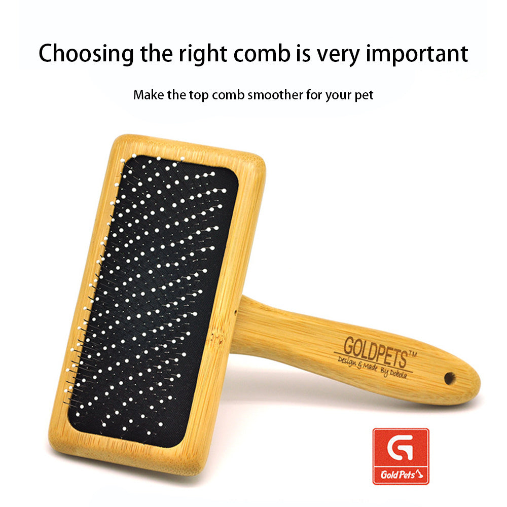 Goldpets Bamboo And Wood Air Cushion Needle Comb - GlamzLife