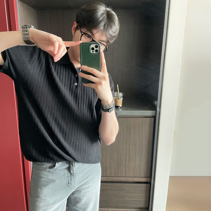 High-grade Lapel Knitted T-shirt - GlamzLife