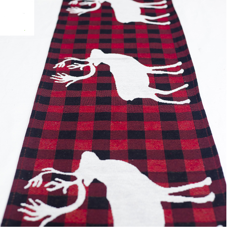 Christmas Elk Snowman Print Table Runner | GlamzLife