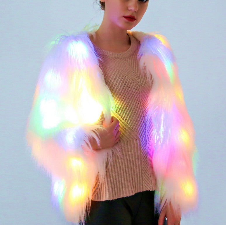 Color Block LED Fur Jacket For Women's | | GlamzLife