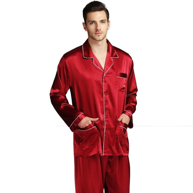 Men's Night Wear Silk Satin Pajamas Suit | GlamzLife