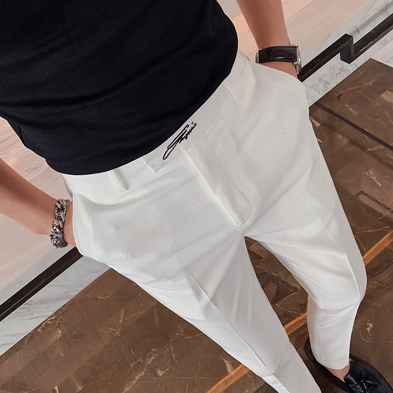 Men's Slim Fit Straight Casual Trousers | GlamzLife