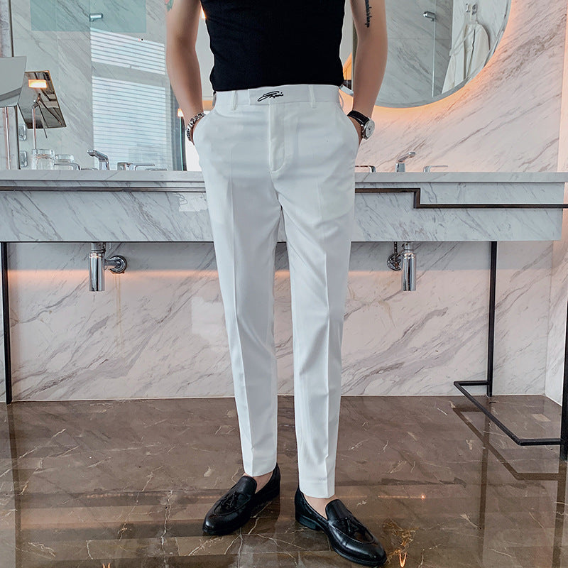 Men's Slim Fit Straight Casual Trousers | GlamzLife