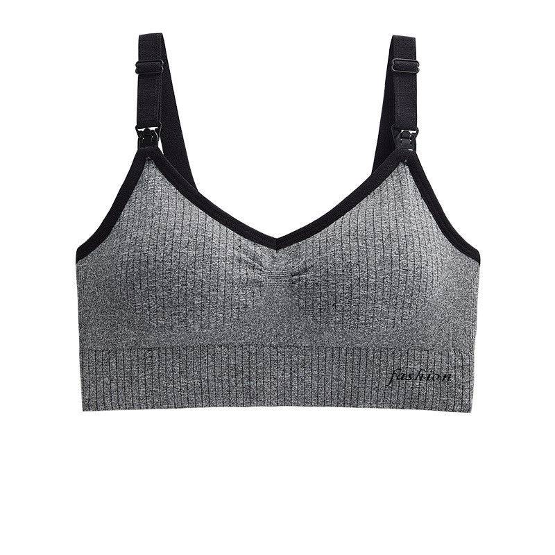 Seamless Comfy Breastfeeding Bra | Dark Grey | GlamzLife