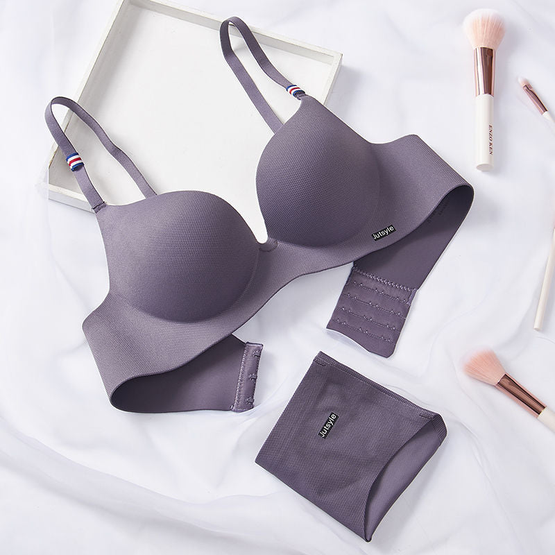 Seamless Padded Bra & Pantie Set | Grey purple | GlamzLife
