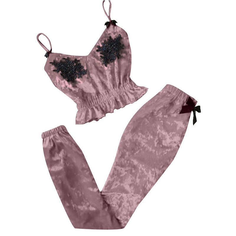 Women Sleeveless Top With Pajamas Night Suit | Pink | GlamzLife