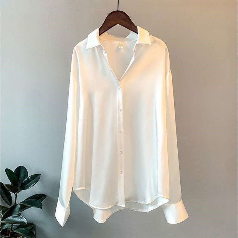 Women's Long-sleeved Satin Shirt | GlamzLife