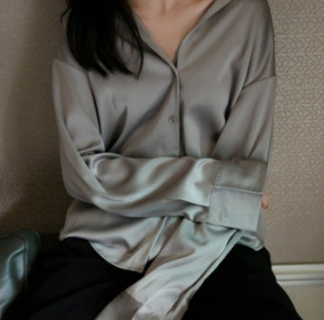 Women's Long-sleeved Satin Shirt | GlamzLife
