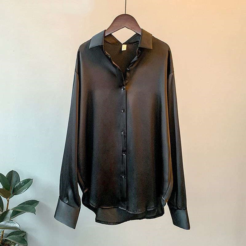 Women's Long-sleeved Satin Shirt | GlamzLife