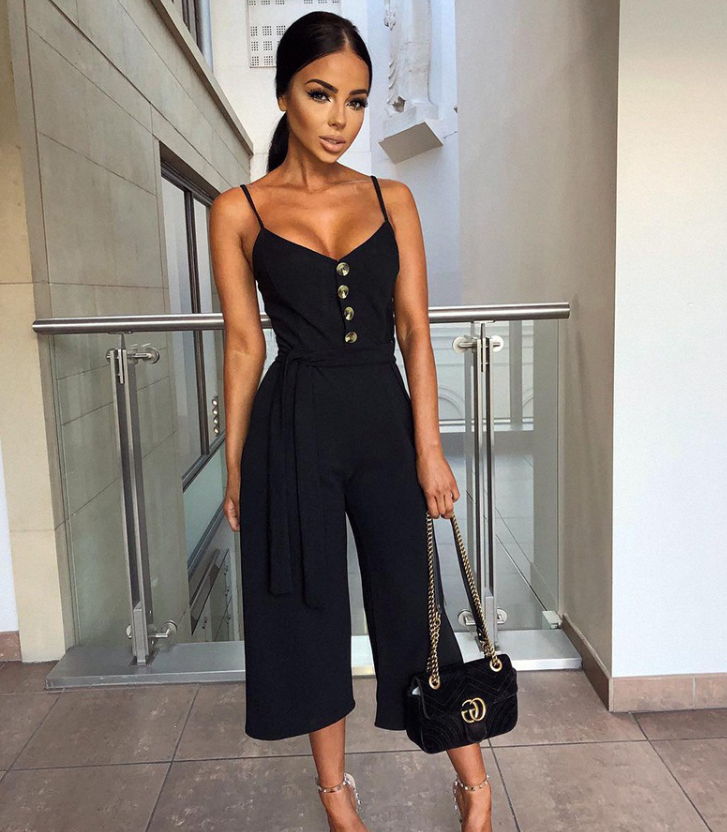 Women's Solid Color Halter Straps Jumpsuit | GlamzLife