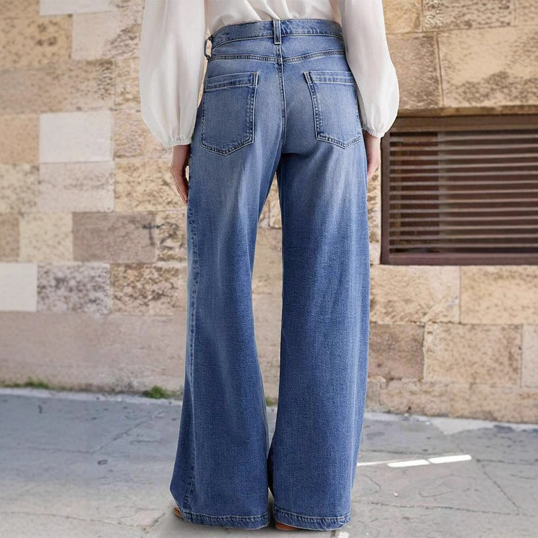Embroidered Elastic Straight Pants Casual - GlamzLife