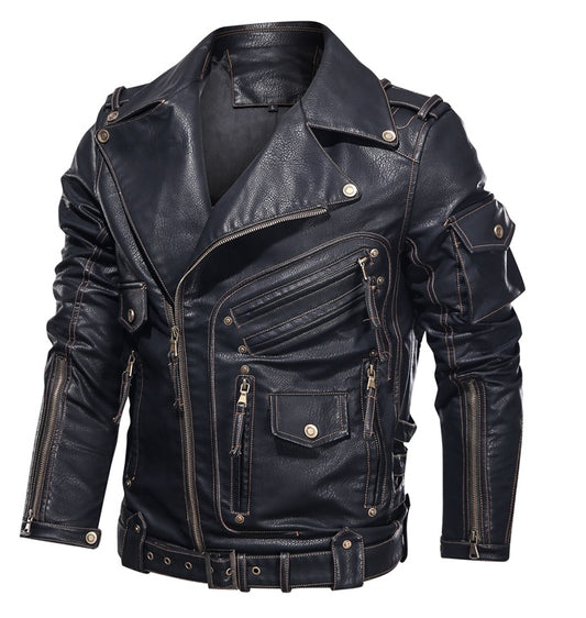 Vintage Leather Men's Coat - European & American Style - GlamzLife