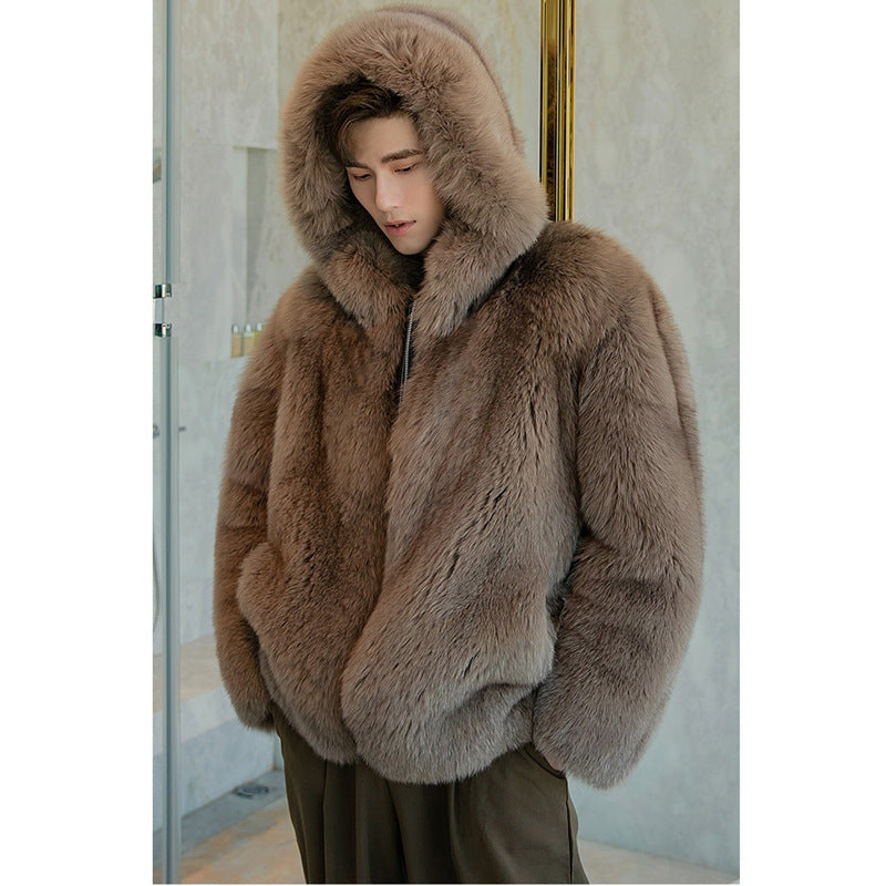 Men's Trendy Faux Fox Fur Coat - GlamzLife