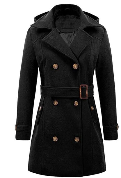 Women's Woolen Hooded Plus Size Coat - GlamzLife