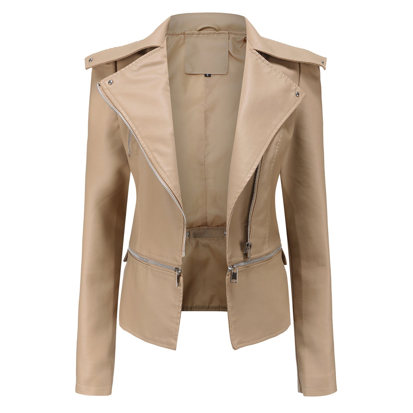 GlamzLife's Women's Motorcycle Leather Jacket - Street Hipster Style