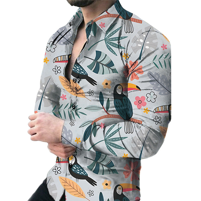 Men's Casual Long Sleeved Large Floral Shirt | GlamzLife