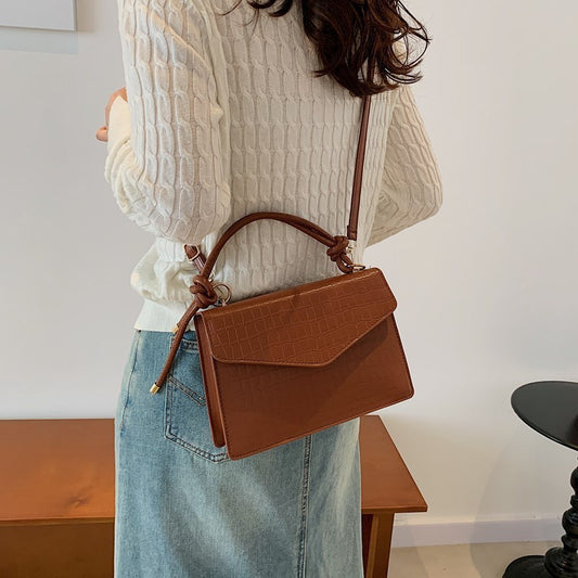 Solid Color Casual Retro Crossbody Portable Shoulder Bag - GlamzLife
