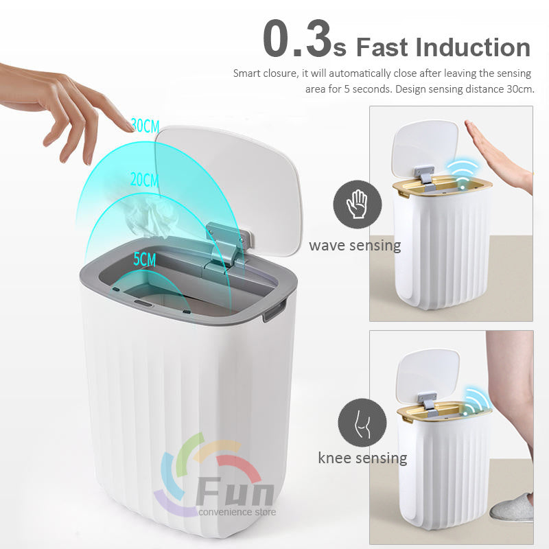 GlamzLife Smart Trash Can with Lid - Automatic Induction, Waterproof