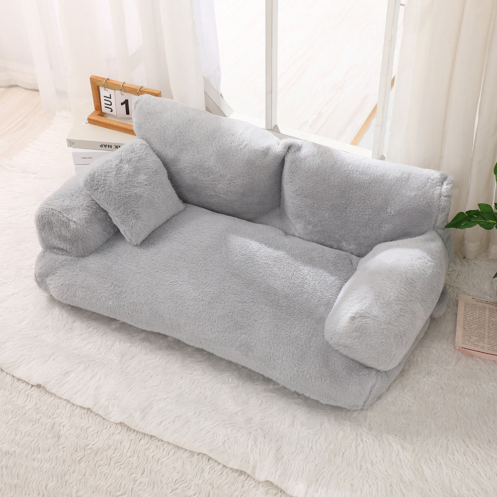 Warm Universal Rabbit Plush Pet Sofa Nest - GlamzLife