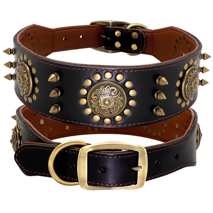 Leather Stud Large Dog Anti-Bite Dog Collar - GlamzLife