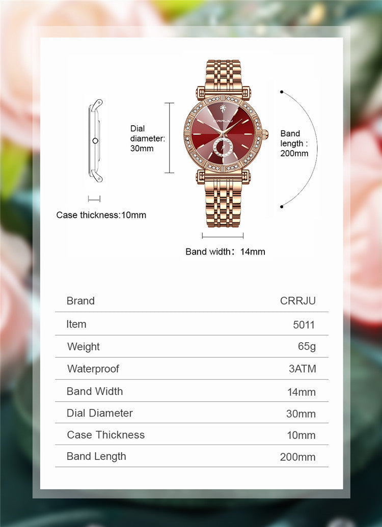 Women's Steel Belt Diamond-embedded Watch | GlamzLife