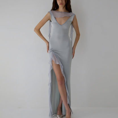 Ribbon Women Backless High Slit Dress - GlamzLife